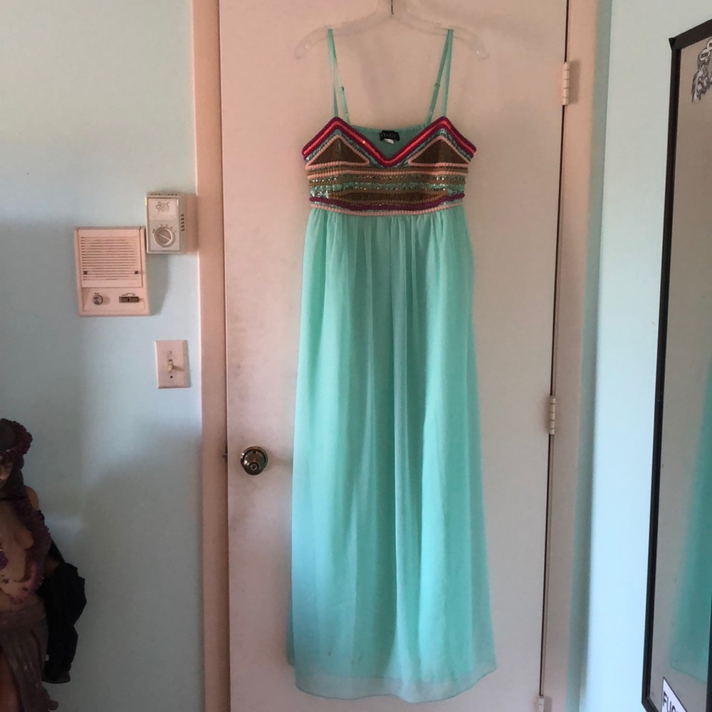 Sea foam green embellished dress